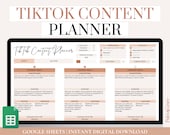 TikTok Content Planner Spreadsheet, Digital TikTok Planner, Google Sheets Social Media Content Calendar, Social Media Content Idea Organizer