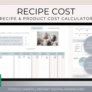 Rezeptkostenrechner Google Sheets, Bestellgewinnrechner, Preisrechner-Kalkulationstabelle, Backpreisrechner, Produktpreisgestaltung