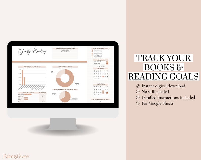 Google Sheets Book Tracker Template Book Reading Spreadsheet Etsy