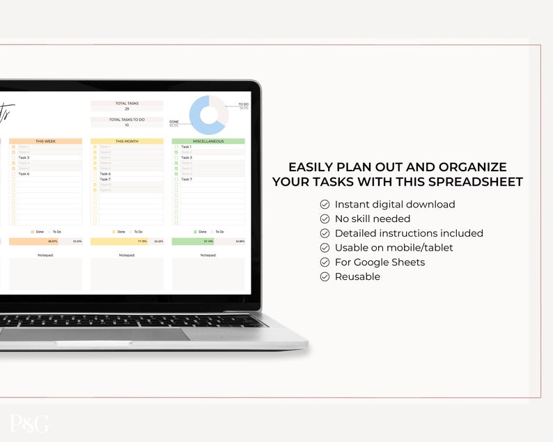 Digital to Do List Google Sheets, to Do List Spreadsheet Template, Task ...