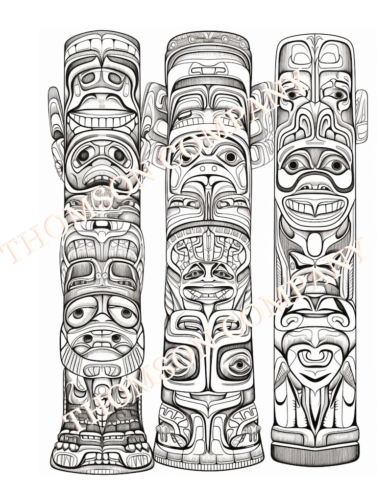 10 Intricate Native American Totem Pole Coloring Pages to Destress and