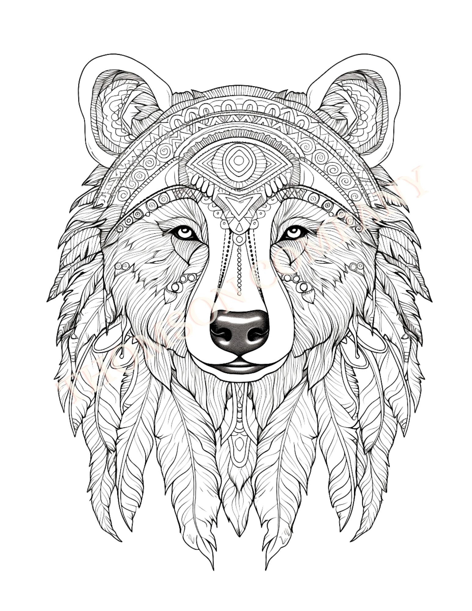 PDF Malbuchseite von 4 Bären mit Stammes-Designs-Malseiten (KI-generiertes  Bild) - Etsy Schweiz, image size:1545x2000