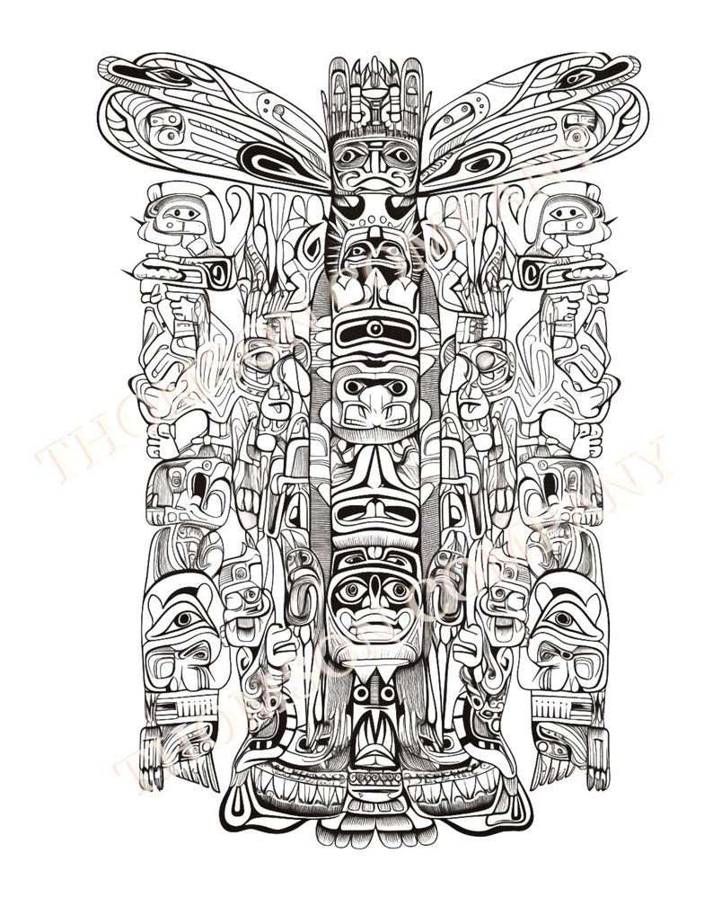 10 Intricate Native American Totem Pole Coloring Pages to Destress and