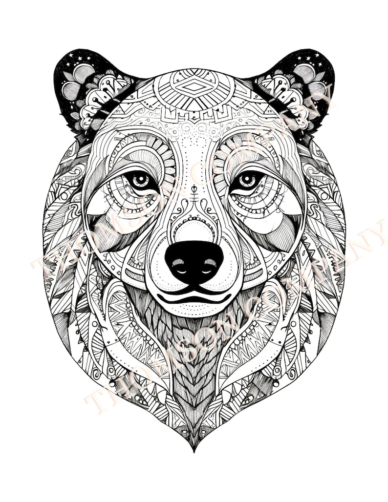 4 Bear With a Tribal Designs Adult Coloring Pages Printable PDF ...