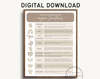 Traditional Chinese Medicine Organ Functions, Original & White Background  ||  DIGITAL DOWNLOAD
