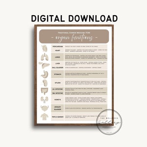 Traditional Chinese Medicine Organ Functions, Original & White Background  ||  DIGITAL DOWNLOAD