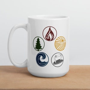 TCM Practitioner, taza blanca brillante de doble cara de 5 elementos (15 oz)