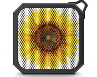 Sunflower design Blackwater Outdoor Bluetooth Speaker, hiking speaker, garden speaker, outdoor friendly, nature inspired, portable speaker