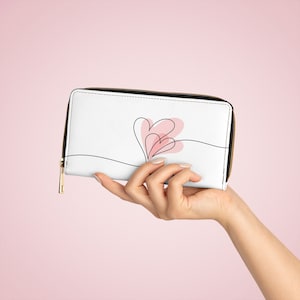 Cartera con cremallera con cita 2 corazones 2 juntos 4 corazones unidos