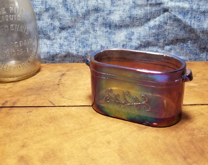 Westmoreland Blue Carnival Glass Jar Gift Vintage Etsy