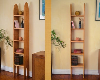 Cherry Wood - Handmade Tall Curved Bookshelf