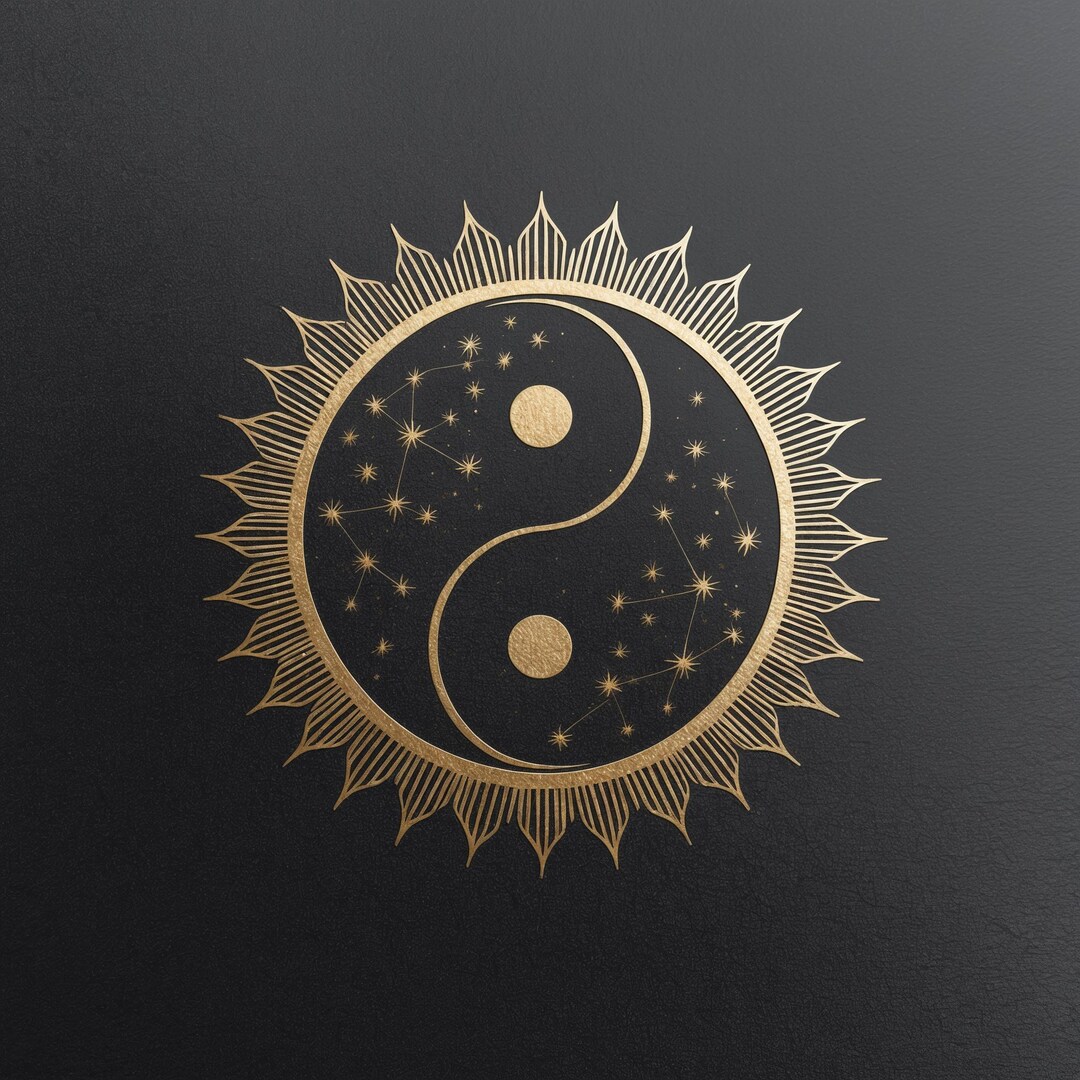 Celestial Sun and Moon Yin-yang Vector Art | Minimalist Gold Design for ...