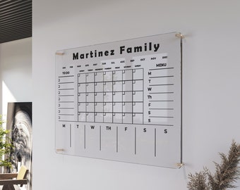 Trocken abwischbare Tafel | Acrylkalender | Familienplaner | Personalisierter Monatskalender | Planer für Wand | Kommandozentrale | KOSTENLOSER VERSAND