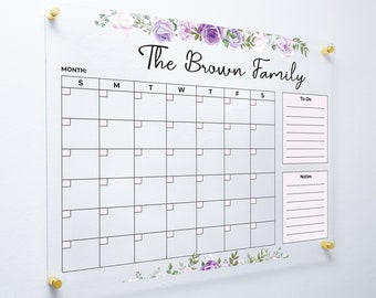 Dry Erase Calendar | Family Planner | Acrylic Calendar | Personalized Acrylic Wall Calendar | FREE Marker | FREE SHIPPING S-7