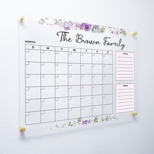 Dry Erase Calendar | Family Planner | Acrylic Calendar | Personalized Acrylic Wall Calendar | FREE Marker | FREE SHIPPING S-7