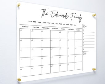 Family Planner | Dry Erase Calendar | Acrylic Calendar | Personalized Acrylic Wall Calendar | FREE Marker | FREE SHIPPING S-8