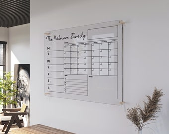 Agenda familial | Tableau effaçable à sec | Calendrier acrylique | Calendrier mensuel personnalisé | Planificateur mural | Centre de commande | LIVRAISON GRATUITE