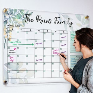Acrylic Calendar | Family Planner | Dry Erase Calendar | Personalized Acrylic Wall Calendar | FREE Marker | FREE SHIPPING S-8G