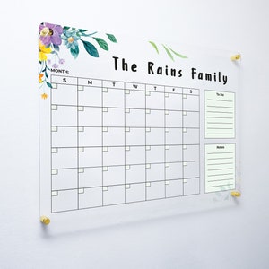 Dry Erase Calendar Family Planner Acrylic Personalized Acrylic Calendar Wall Calendar With Marker S-2