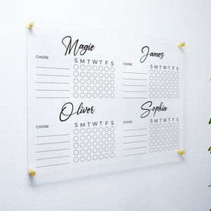 Personalized Chore Chart | Acrylic Calendar | Dry Erase Responsibility Chart |  Family Planner | FREE SHIPPING | FREE Marker