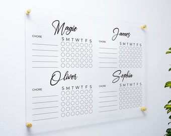 Personalized Chore Chart | Acrylic Calendar | Dry Erase Responsibility Chart |  Family Planner | FREE SHIPPING | FREE Marker
