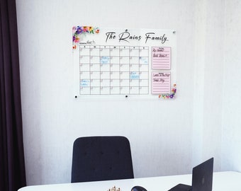 Dry Erase Calendar Family Planner Acrylic Personalized Monthly Calendar Wall Calendar With Marker S-1