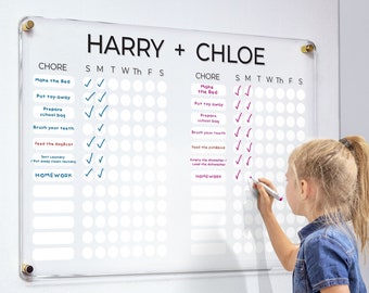 Personalized Chore Chart | Acrylic Chore Chart For Children | Dry Erase Responsibility Chart |  Family Planner | FREE SHIPPING |  Ck-2