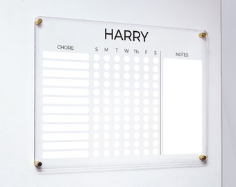 Personalized Chore Chart  | Family Planner | Dry Erase Responsibility Charts for Boys and Girls | Acrylic Calendar