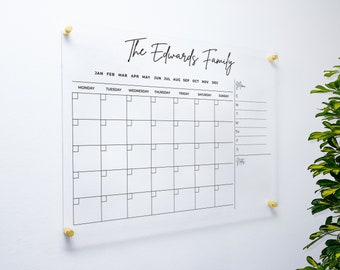 Family Planner Dry Erase Calendar Acrylic Personalized Monthly Calendar Wall Calendar With Marker