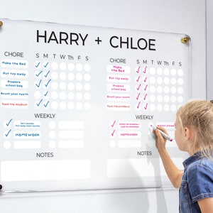 Personalized Chore Chart | Acrylic Calendar | Dry Erase Responsibility Chart |  Family Planner | FREE SHIPPING | FREE Marker | Ck-1