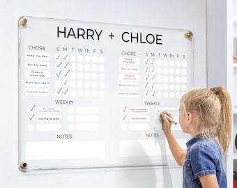 Personalized Chore Chart | Acrylic Calendar | Dry Erase Responsibility Chart |  Family Planner | FREE SHIPPING | FREE Marker | Ck-1