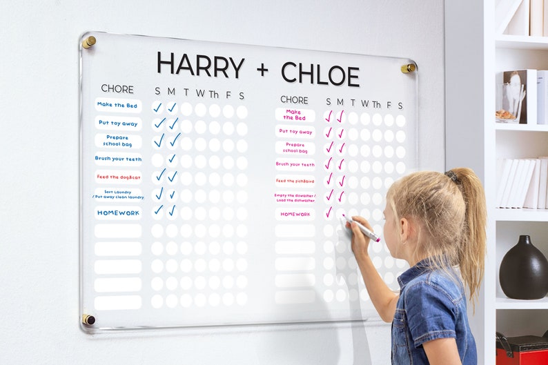 Personalized Chore Chart Acrylic Calendar Dry Erase Responsibility Chart Family Planner FREE SHIPPING FREE Marker Ck-1 image 10