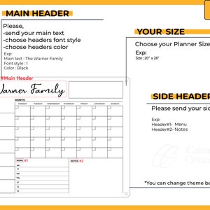 Family Planner Dry Erase Board Acrylic Calendar Personalized Monthly Calendar Planner for Wall Command Center FREE SHIPPING image 2