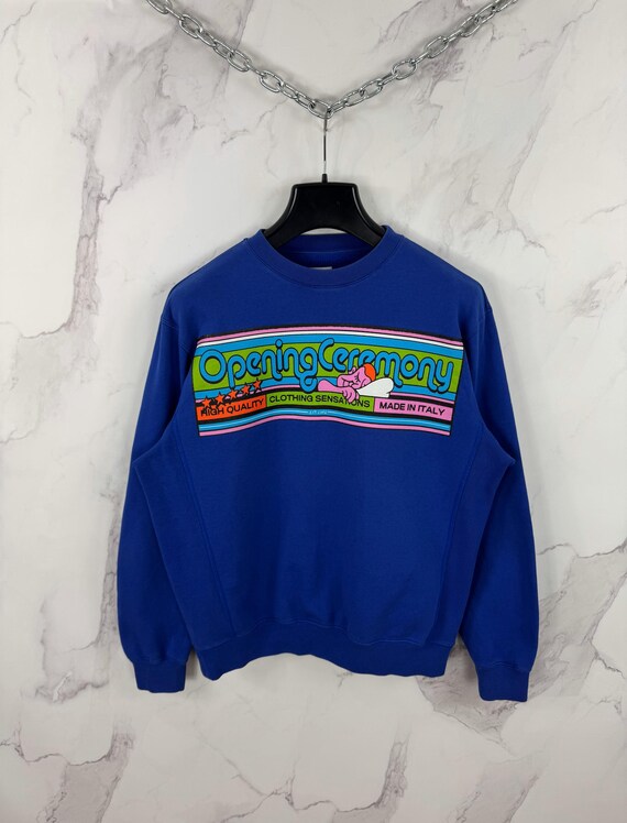 Opening Ceremony Blue Graphic Logo Sweatshirt Size M Made in Italy 