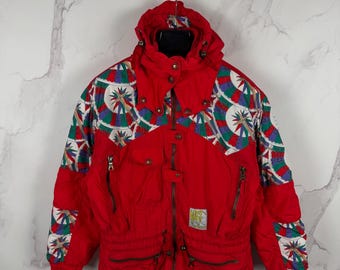Vintage 90s Ellesse Neige Colorblock Ski Jacket – Retro Winter Snow Coat, Bold 90s Alpine Style, IT 46 / US 12