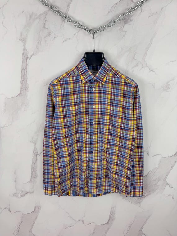 Chemise Carreaux Orange Votex 3D Manches Longues - RANIO Taille 3XL
