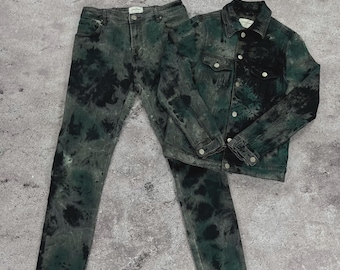 Lifted Anchors REAKT Denim Set – Jacket & Jeans Combo, Modern Streetwear Denim, Urban Statement Style, Matching Two Piece Outfit