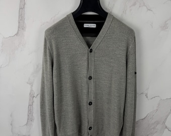 Vintage Stone Island Wollcardigan – Italienische Designer-Strickmode, luxuriöser Freizeitpullover, klassisches Herren-Layering-Teil, Größe XL