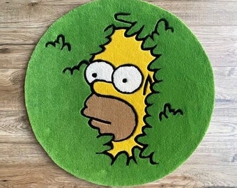 Alfombra Simpsons, Regalo personalizado, Decoración del hogar, Decoración de Los Simpson, Alfombra copetuda, Regalo para un amigo, Dormitorio para niños, Simpson oculto, Regalo hecho a mano, Personaje