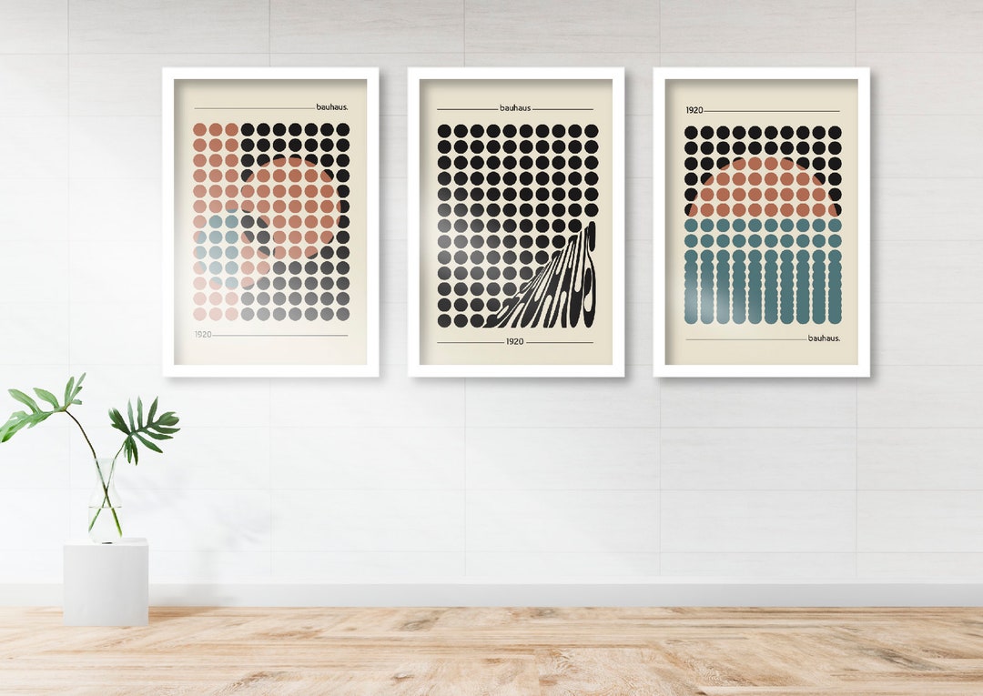 Bauhaus Trio Set Downloadable Prints Minimalist Geometric Wall Art ...