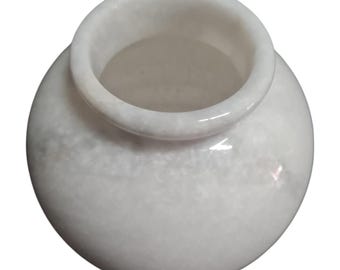 White Zebra Marble Flower Pot Holder – Handcrafted Natural Stone Planter, Elegant Home & Table Decor, Luxury Handmade Accent