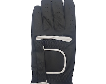 Golfhandschoen links, 100% cabretta-leer voor rechtergolfer, zwarte kleur