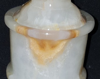 White Onyx Cylindrical Candy Jar with Lid, Diameter = 3" & Height = 3"
