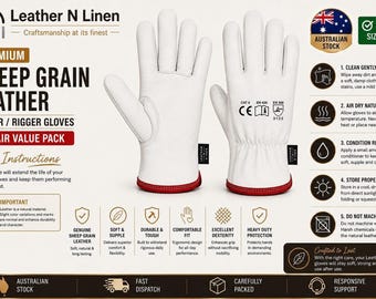 Sheep Rigger Gloves, Large Grain Leather Six-Pair Work Pack