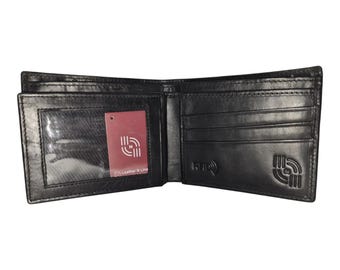 Men's Black Genuine Cow Grain Leather Tri Fold Handmade Wallet | Durable & Stylish Accessory | GW106