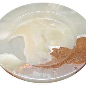 Vintage Grüne Onyx Platte, 6 "- 12" - Handgeschnitztes dekoratives Serviertablett, elegantes Herzstück aus Naturstein & luxuriöses Wohndekor Bild 6