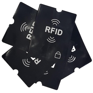RFIDブロッキングスリーブ 5個入り ブラック – クレジットカード、ID、パスポート用スキャン防止NFCプロテクター – セキュアホルダーケース – 旅行の必需品