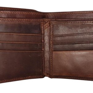 Cartera marrón de tres pliegues para hombre / 100 % piel de vacuno auténtica / Hecha a mano, duradera y elegante / GW106
