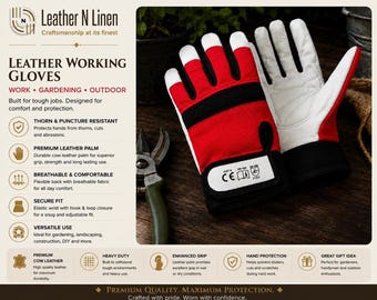 Goatskin Gloves, Red Thorn-Proof Gardening Workwear with Forway Spandex
