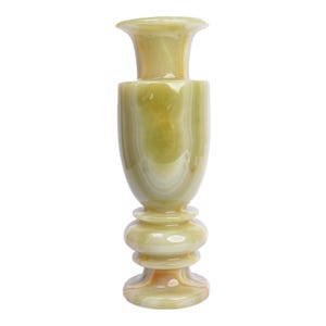 Handmade Green Onyx Flower Vase 12&quot; Tall, Antique Brown Tone, Unique Natural Stone Centerpiece for Home Decor, 1pc